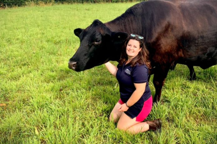 Meg Lawerence is not from a farming background but has successfully carved a career as a vet tech and now has her own Angus herd.