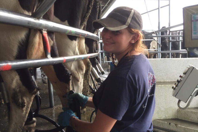 Florine Demely is a 27-year-old French native working on a dairy farm in Offaly as an operator through FRS Farm Relief Services.