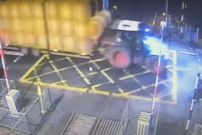 Irish Rail has released footage highlighting numerous incidents at level crossings, including a video of a tractor towing a trailer of bales.
