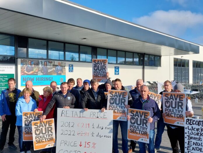 News: Pig and poultry farmers have taken to the picket line at Aldi and Lidl stores to highlight anger and mounting concern for the future.